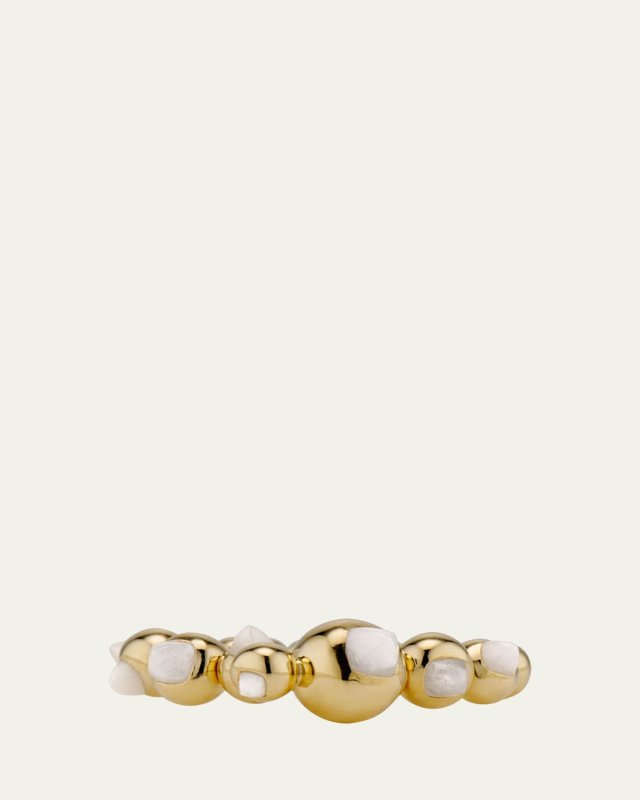 18K Yellow Gold Mini Sugarloaf Ring with Milky Moonstone, Size